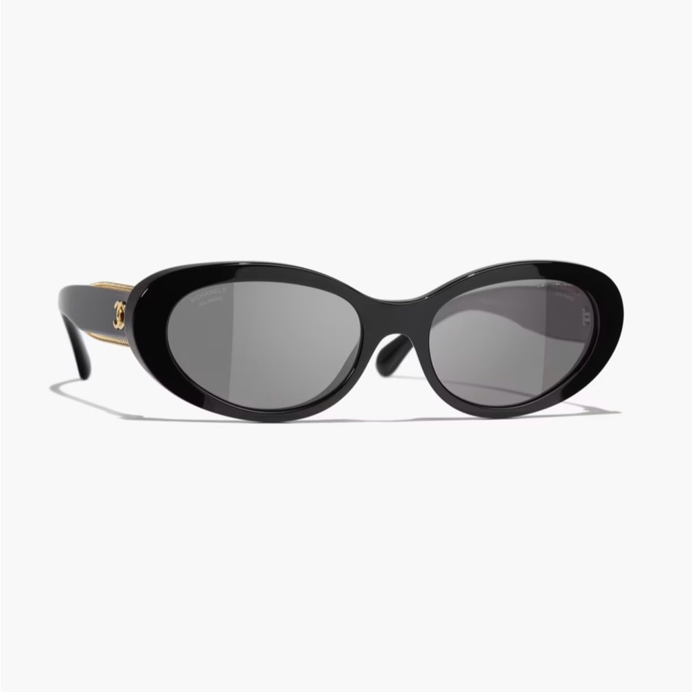 Chanel 5515 oval polarized black sunglasses